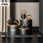 FED 40 Kg Dumbbell + Barbell + Kettlebell Kit V2