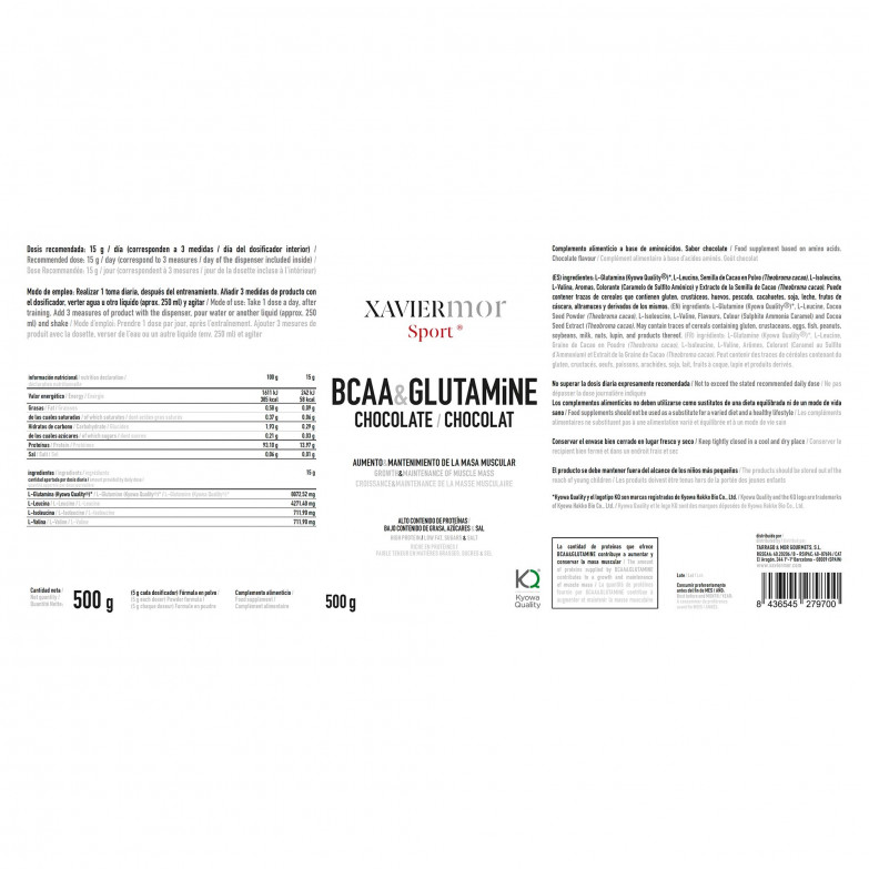 BCAA + Glutamina, Polvo, Chocolate